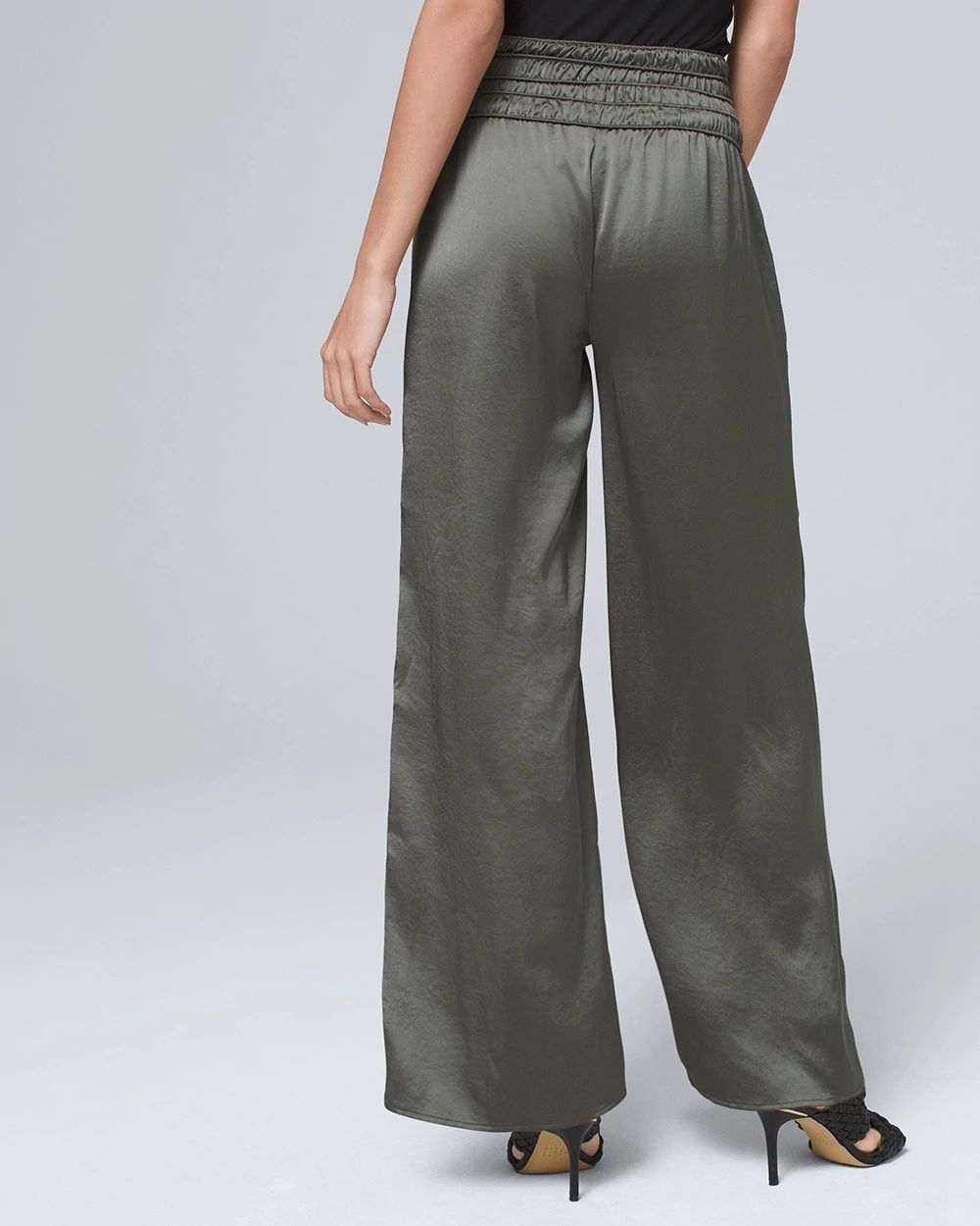 Smocked Wide-Leg Pants