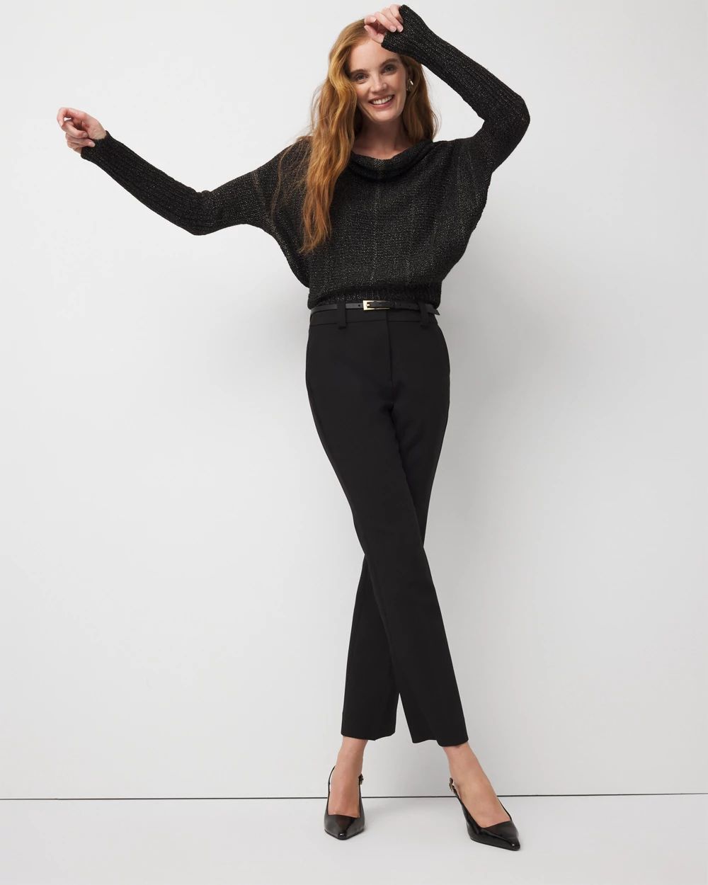 Metallic Dolman Pullover Sweater click to view larger image.