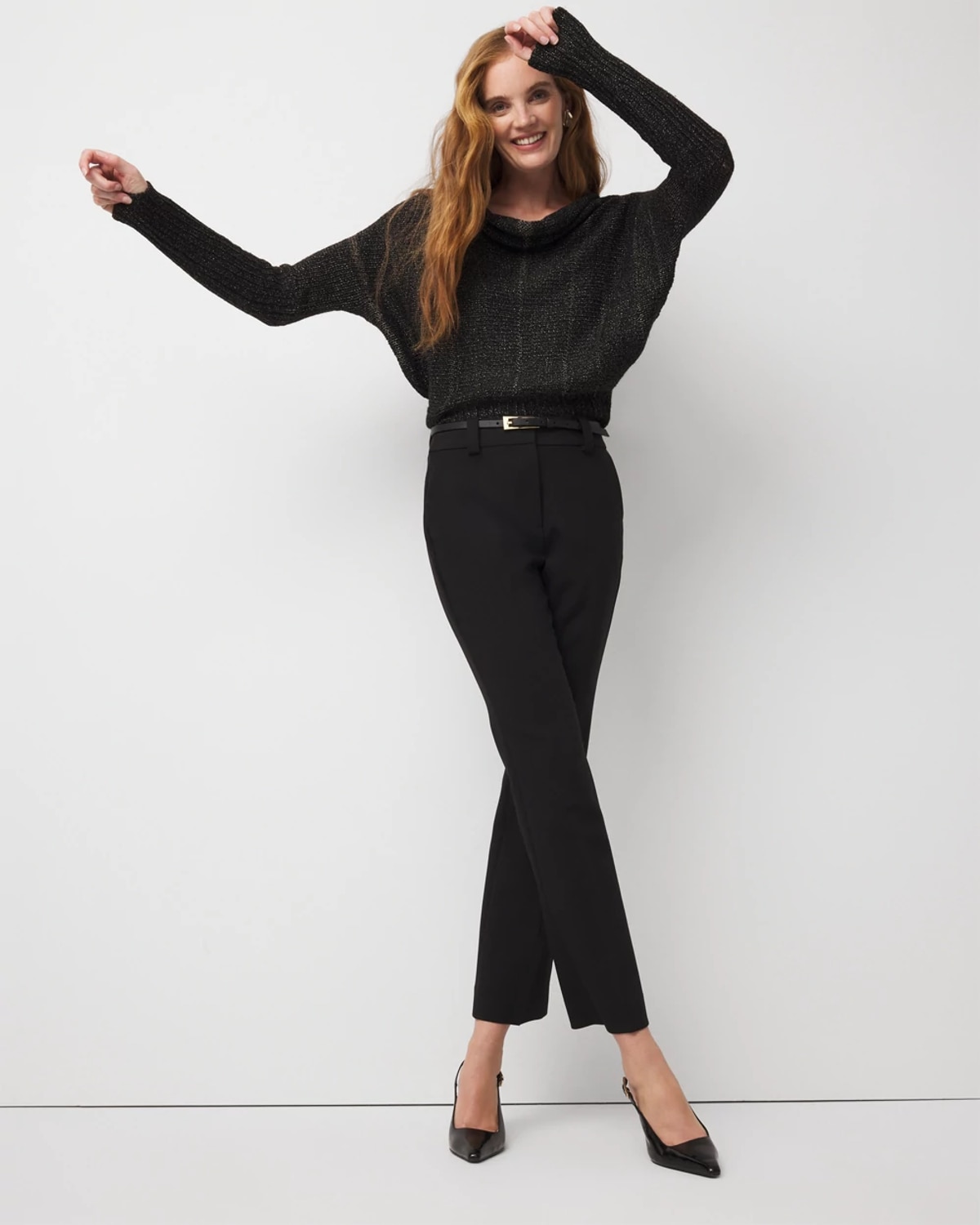 White House Black Market Metallic Dolman Pullover Sweater