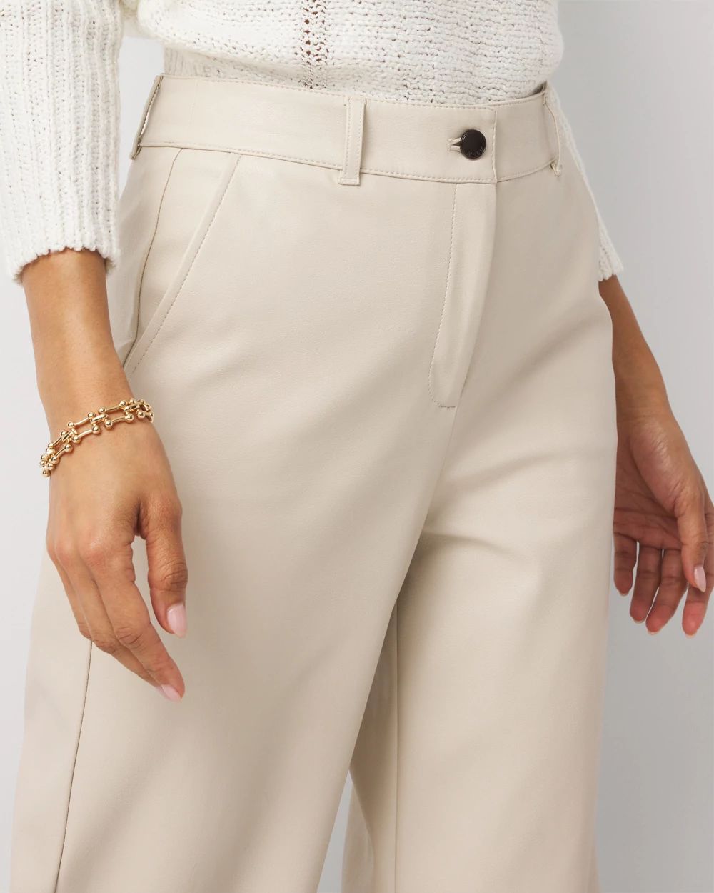 Faux Leather Wide Leg Crop Pant click to view larger image.