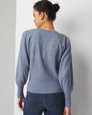 Pleated Shoulder Pointelle Sweater click to view larger image.