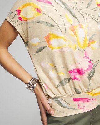 Outlet WHBM Ruched Hem Banded Bottom Top