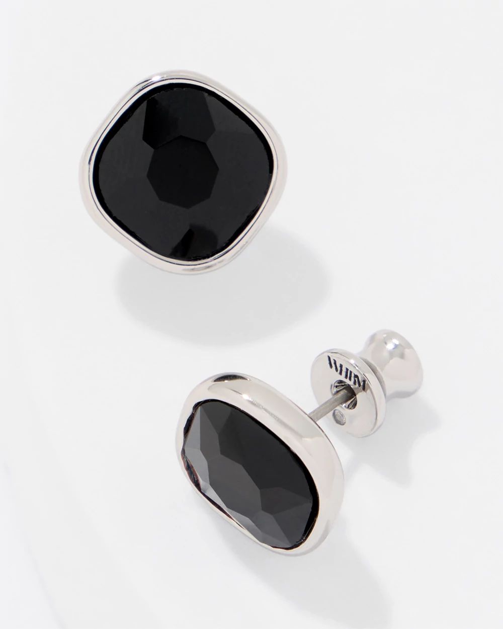 Black Glass Stud Earrings click to view larger image.