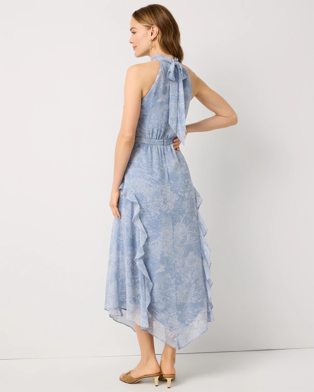 Ruffle Halter Midi Dress