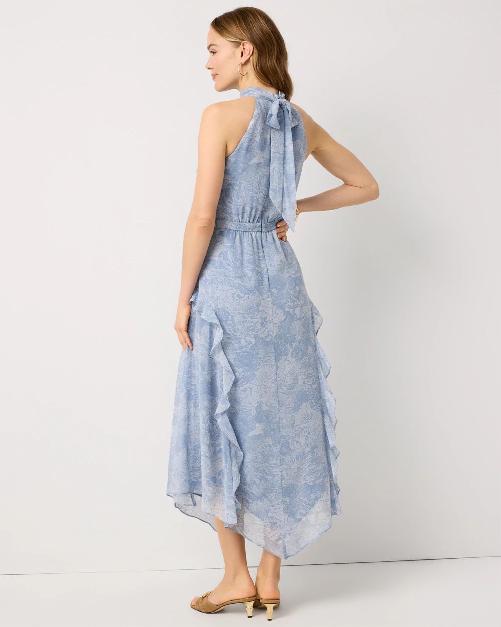 Ruffle Halter Midi Dress