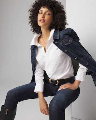 Cross Front Poplin Shirt click to view larger image.