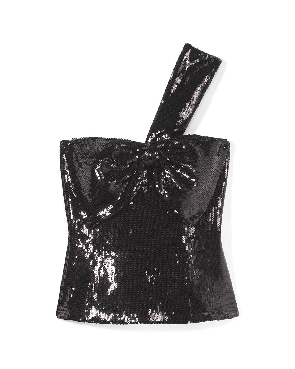 One-Shoulder Sequin Bow Bustier