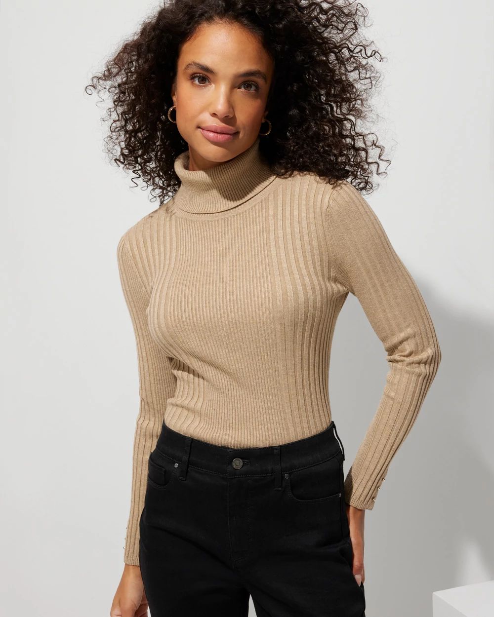 Outlet WHBM Ribbed Turtleneck Pullover Sweater