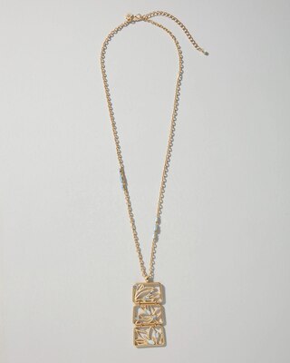 Goldtone Filigree Faux Moonstone Pendant Necklace