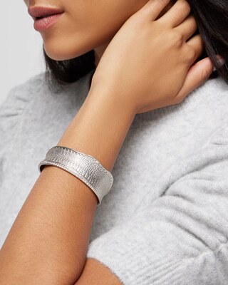 Silver Croc Cuff Bracelet