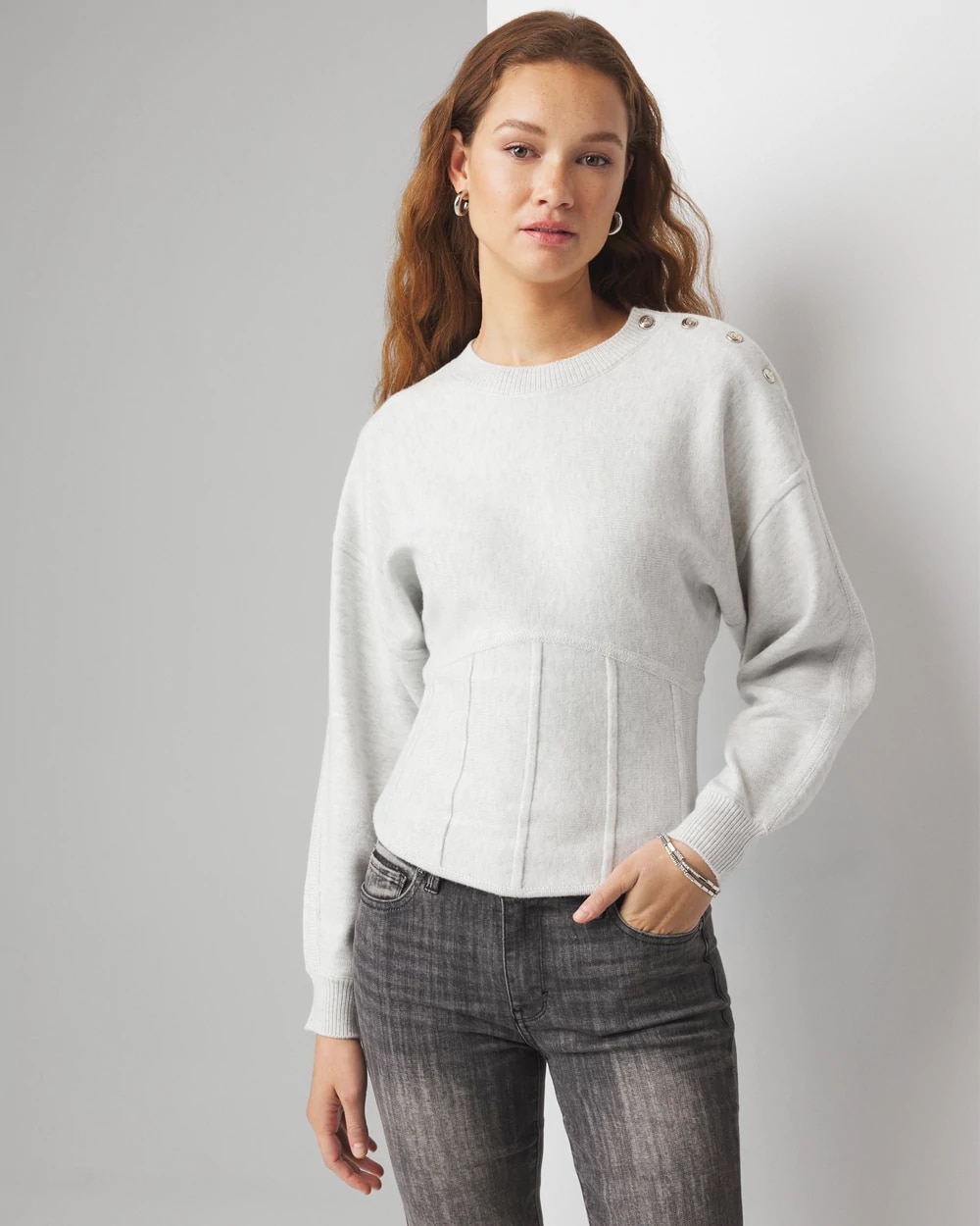 Corset-Inspired Pullover Sweater White House Black Market