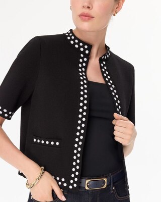 Short Sleeve Knit Cardigan click to view larger image.