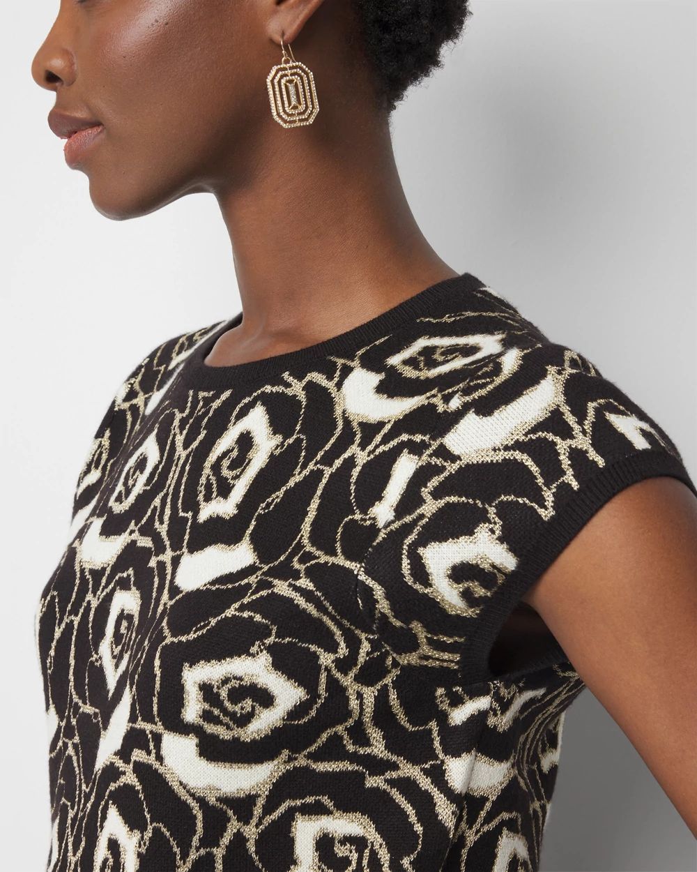 Floral Jacquard Sweater Tee click to view larger image.