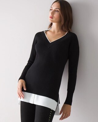 Long-Sleeve Mixed-Media Tunic