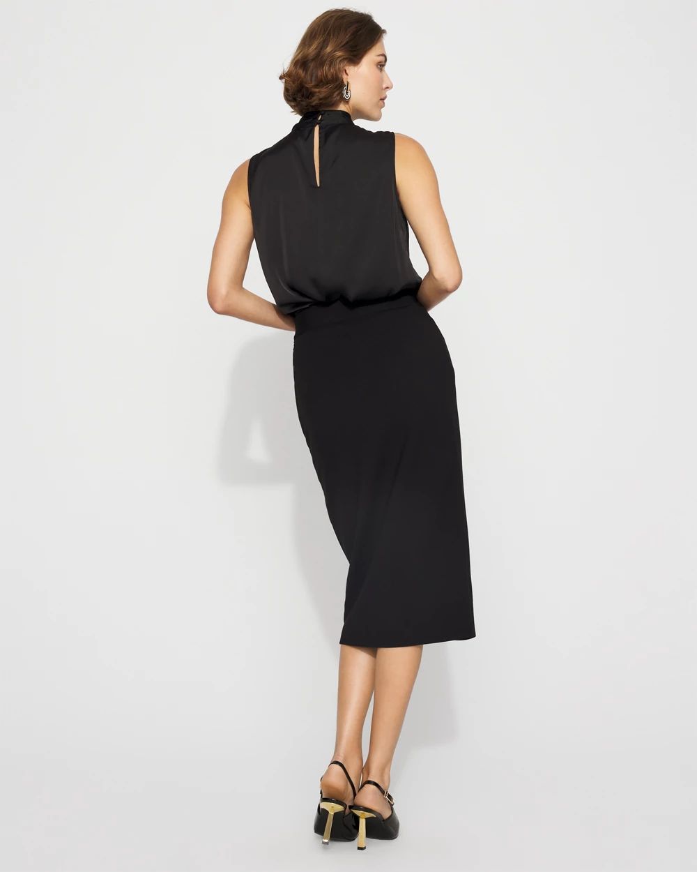 Petite Asymmetrical Faux-Wrap Pencil Skirt