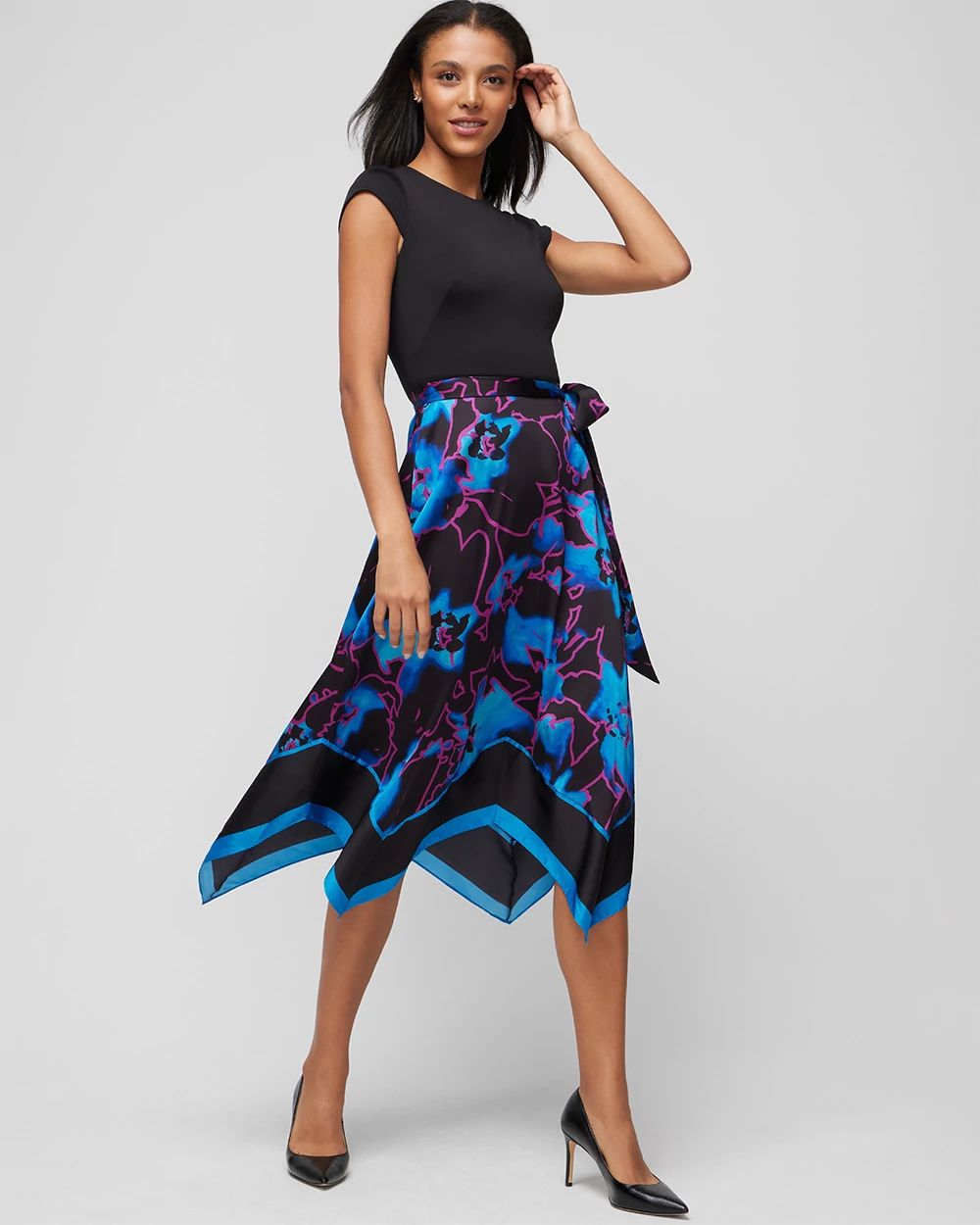 Handkerchief-Hem Midi Dress