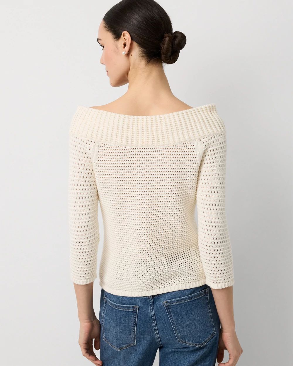 Off-The-Shoulder Embellished Pullover click to view larger image.