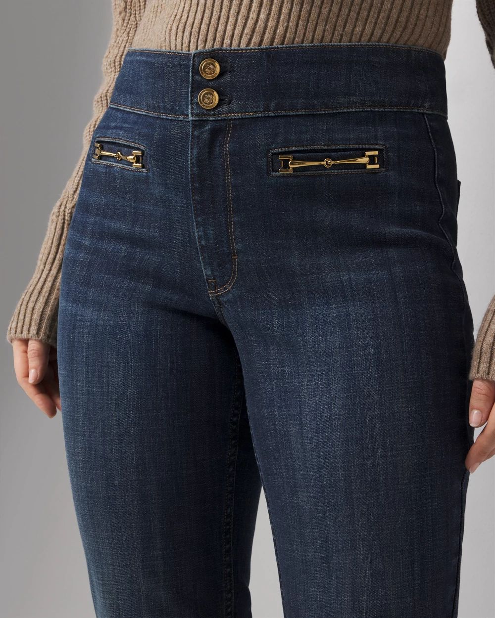 Curvy High-Rise Horsebit Slim Jeans