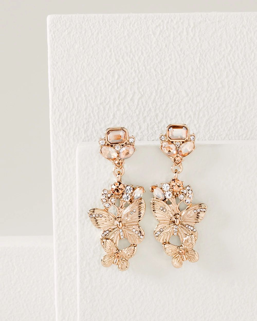 Goldtone Butterfly Statement Earrings click to view larger image.