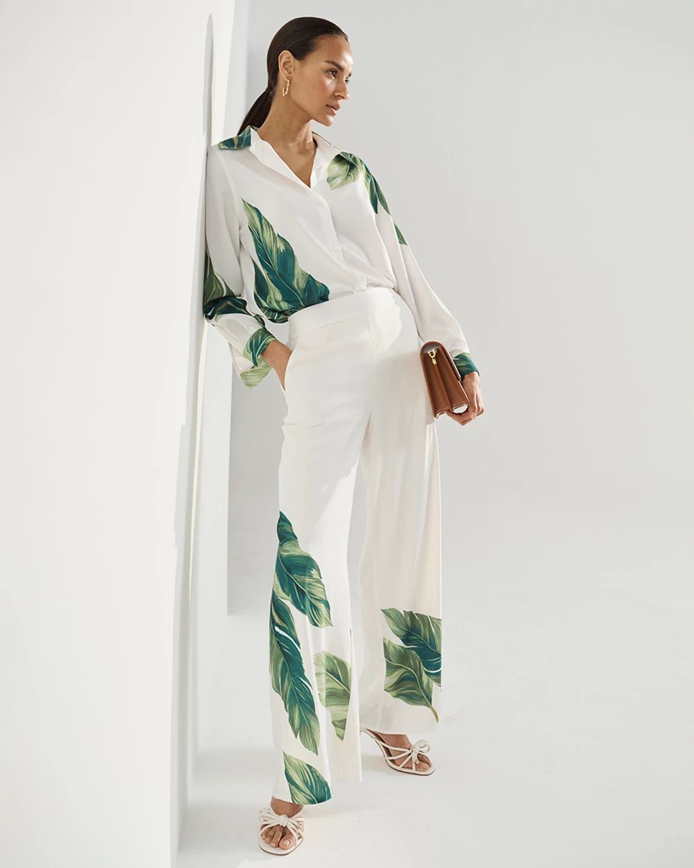 Placed Print Wide Leg Pant