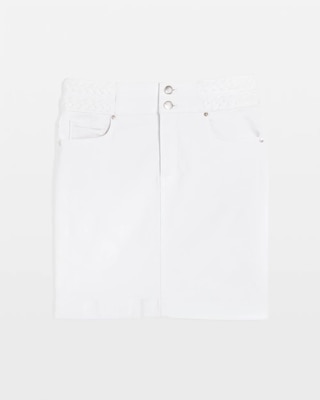 Petite Braided Waist Denim A-Line Miniskirt click to view larger image.