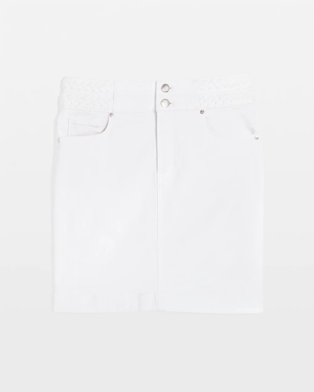 Petite Braided Waist Denim A-Line Miniskirt