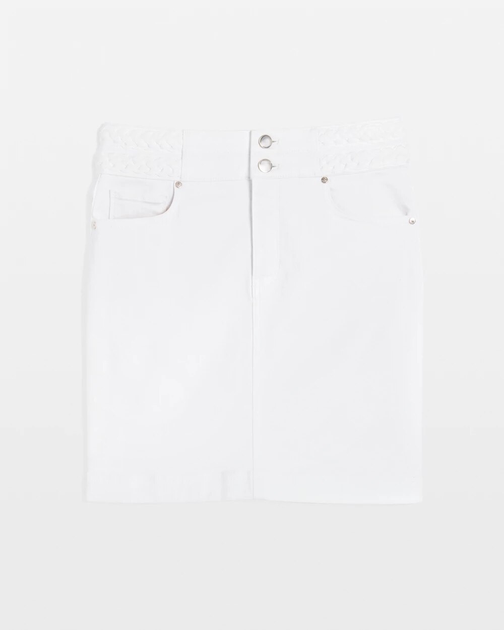 Petite Braided Waist Denim A-Line Miniskirt