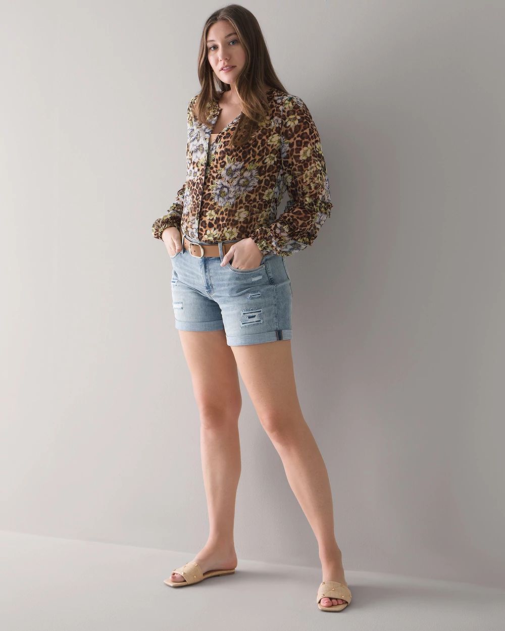 Curvy-Fit Mid-Rise Everyday Soft Denim™ Destructed Shorts