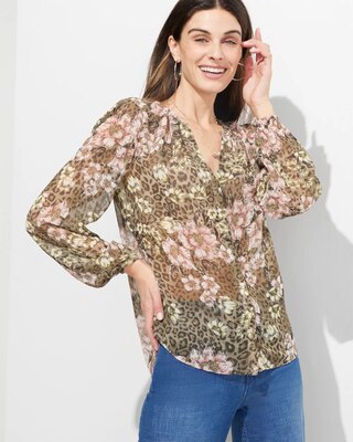 Outlet WHBM Long Sleeve Sheer Shirt