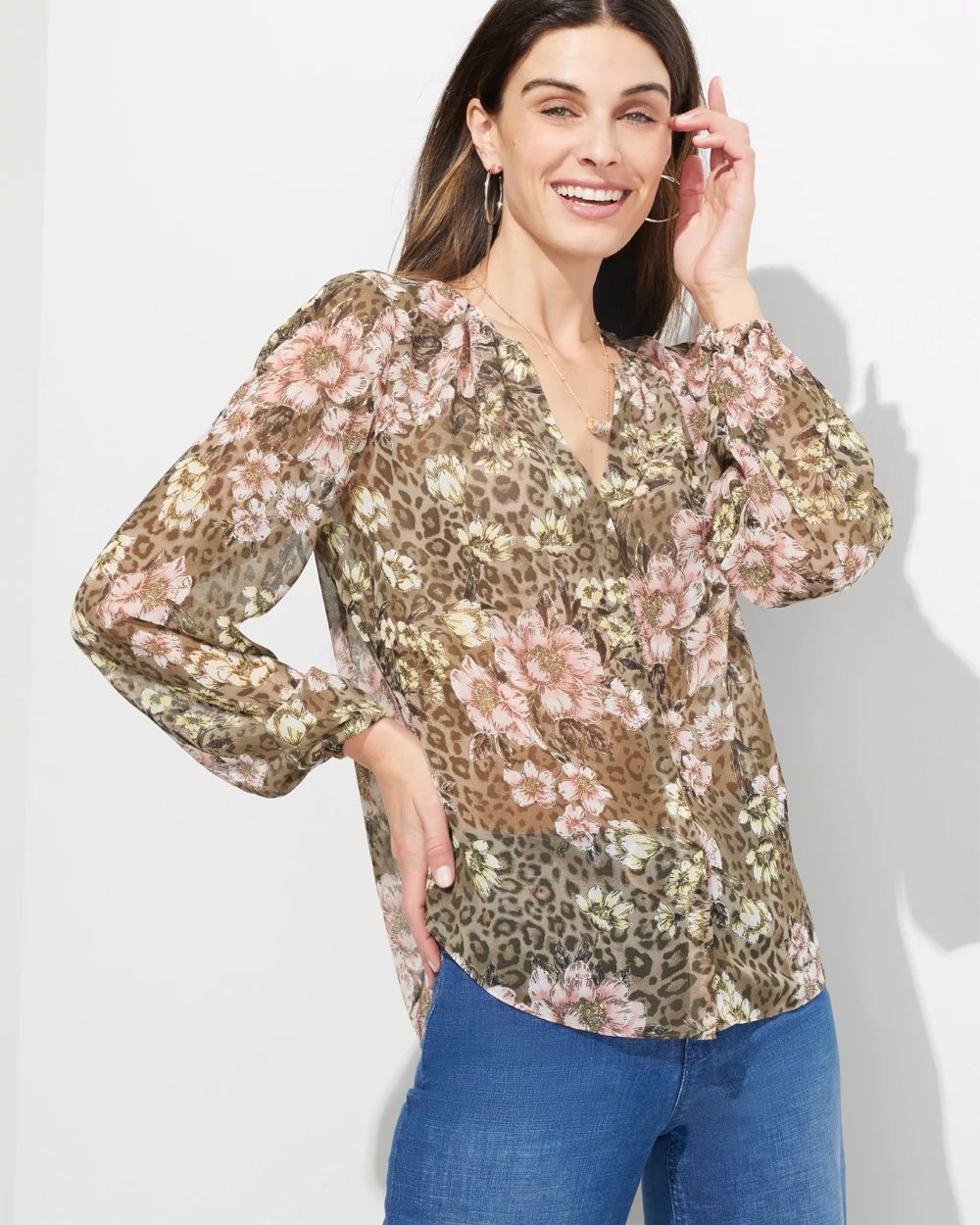Outlet WHBM Long Sleeve Sheer Shirt