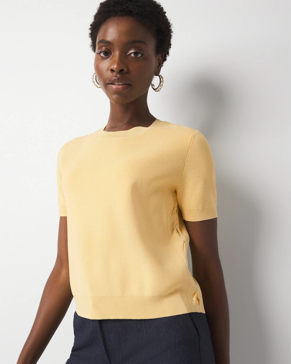 Lace Up Side Sweater Tee