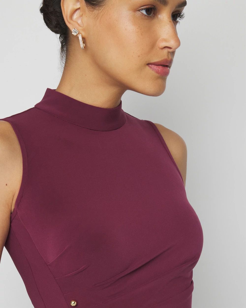 Sleeveless High Neck Midi Dress click to view larger image.