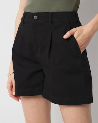 High-Rise Pleated Denim Short click to view larger image.
