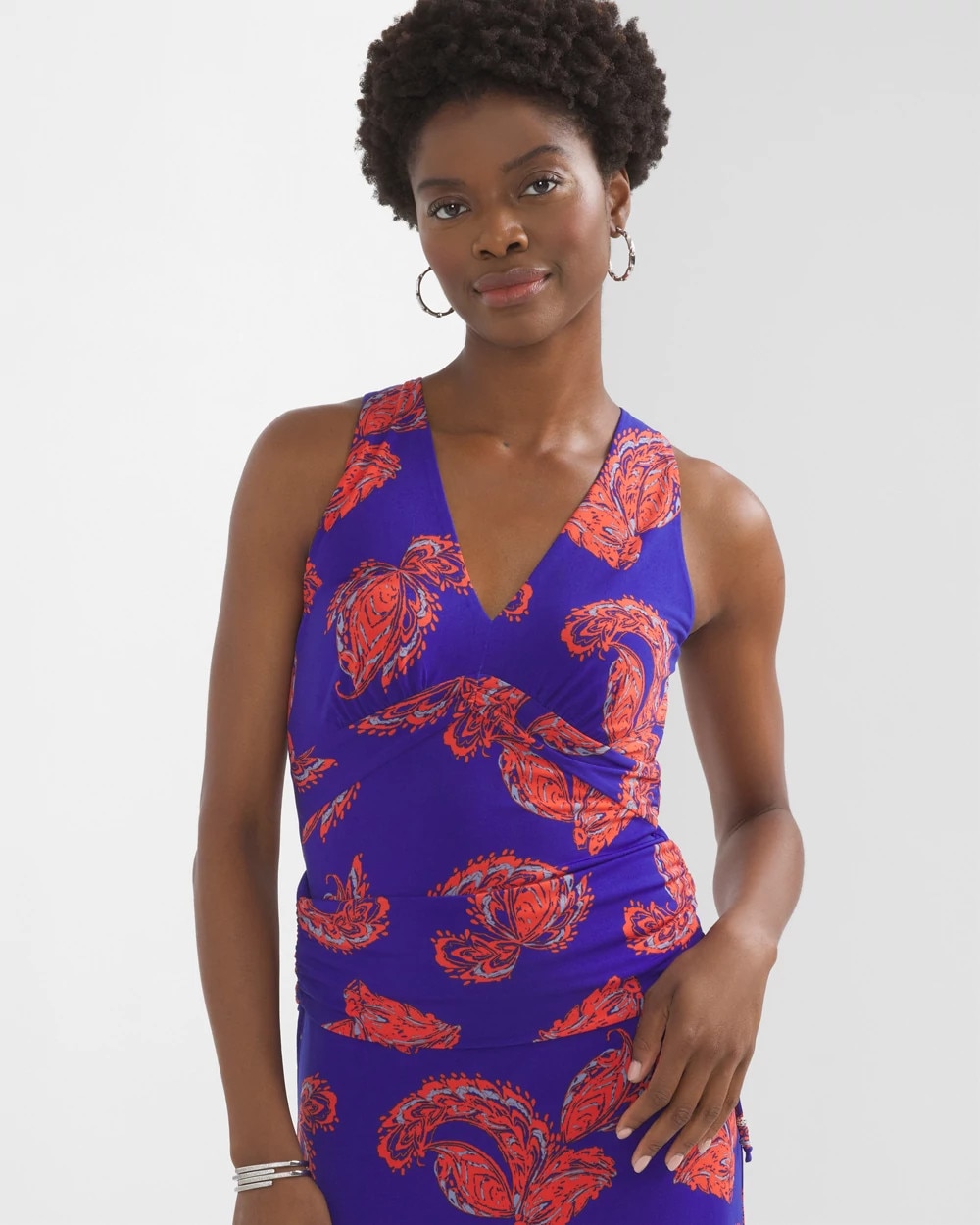 Printed Cutout Halter Top