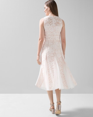 Sleeveless All-Over Lace Fit-and-Flare Godet Dress