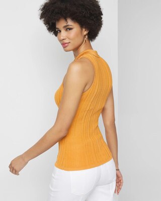 Half Zip Rib Halter Sweater Tank click to view larger image.