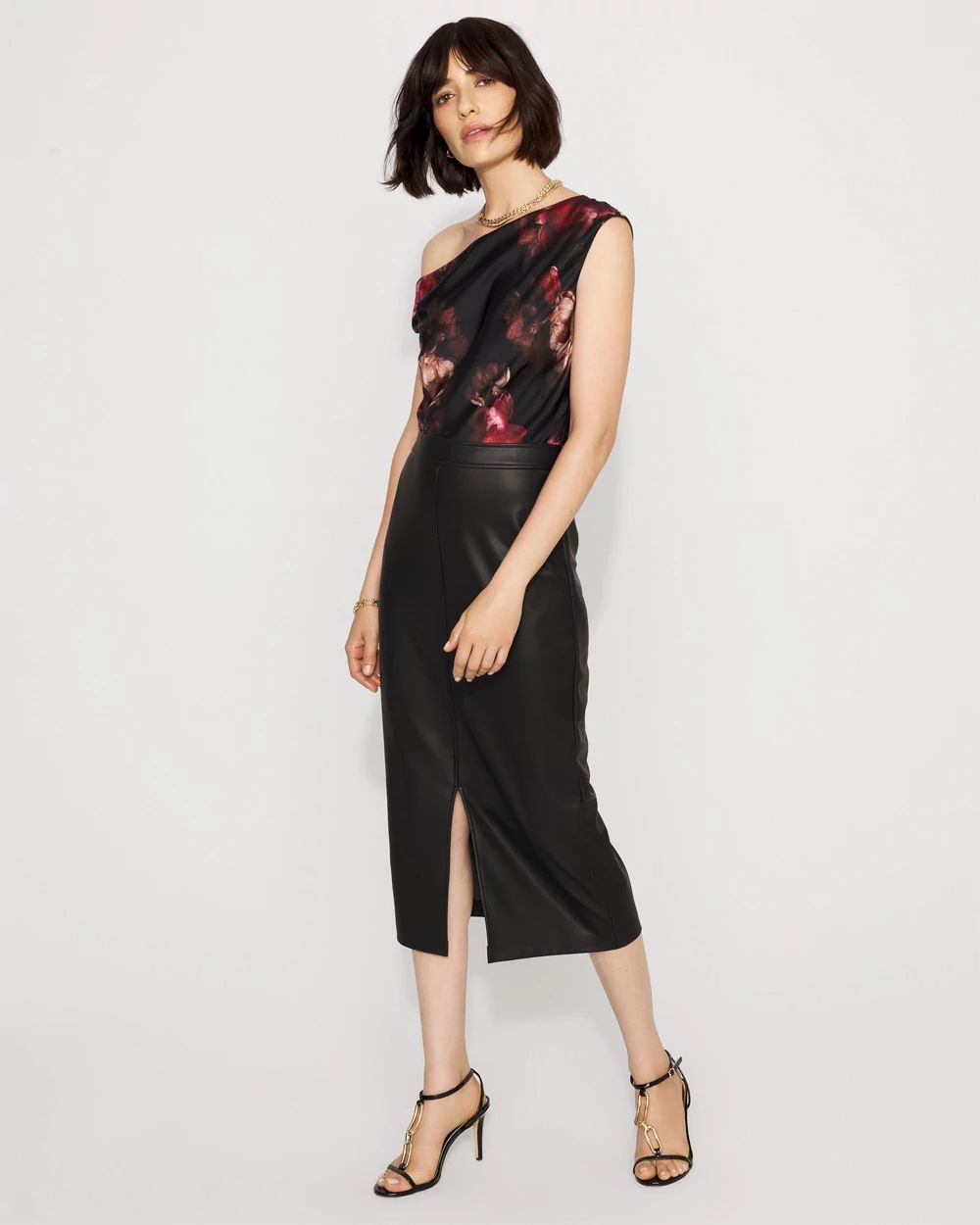 Petite Satin Blouse Sheath Dress
