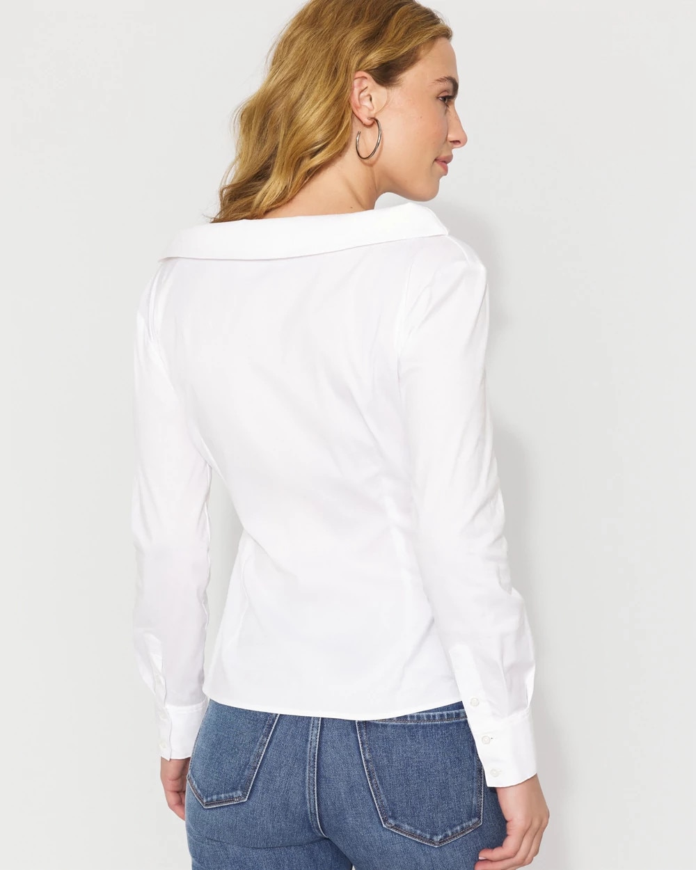 Asymmetric Poplin Wrap Shirt