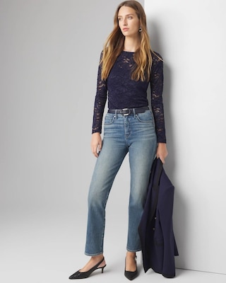 Lace Crew Neck Top click to view larger image.