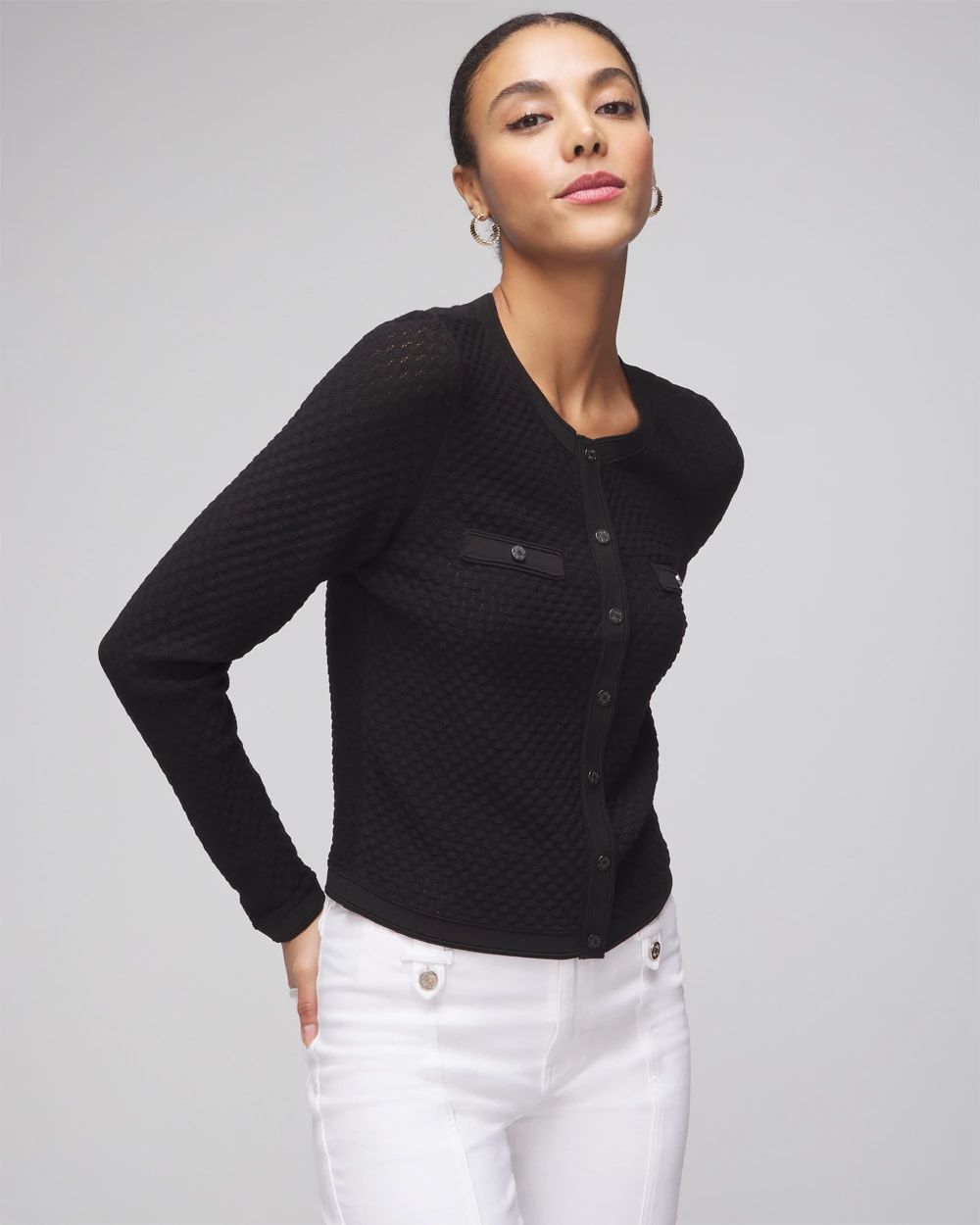 Novelty Stitch Crew Cardigan