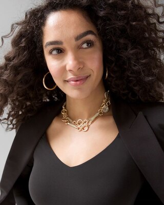 Goldtone Faux Horn Convertible Necklace