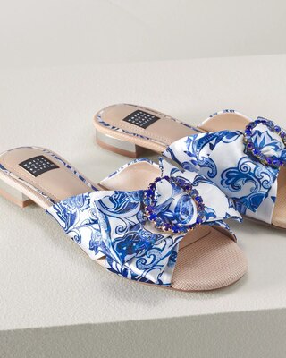 Paisley Print & Gem Bow Slide
