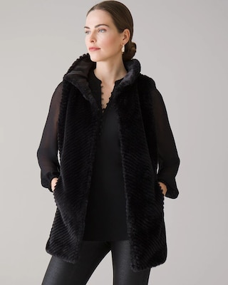 Chevron Textured Faux Fur Vest