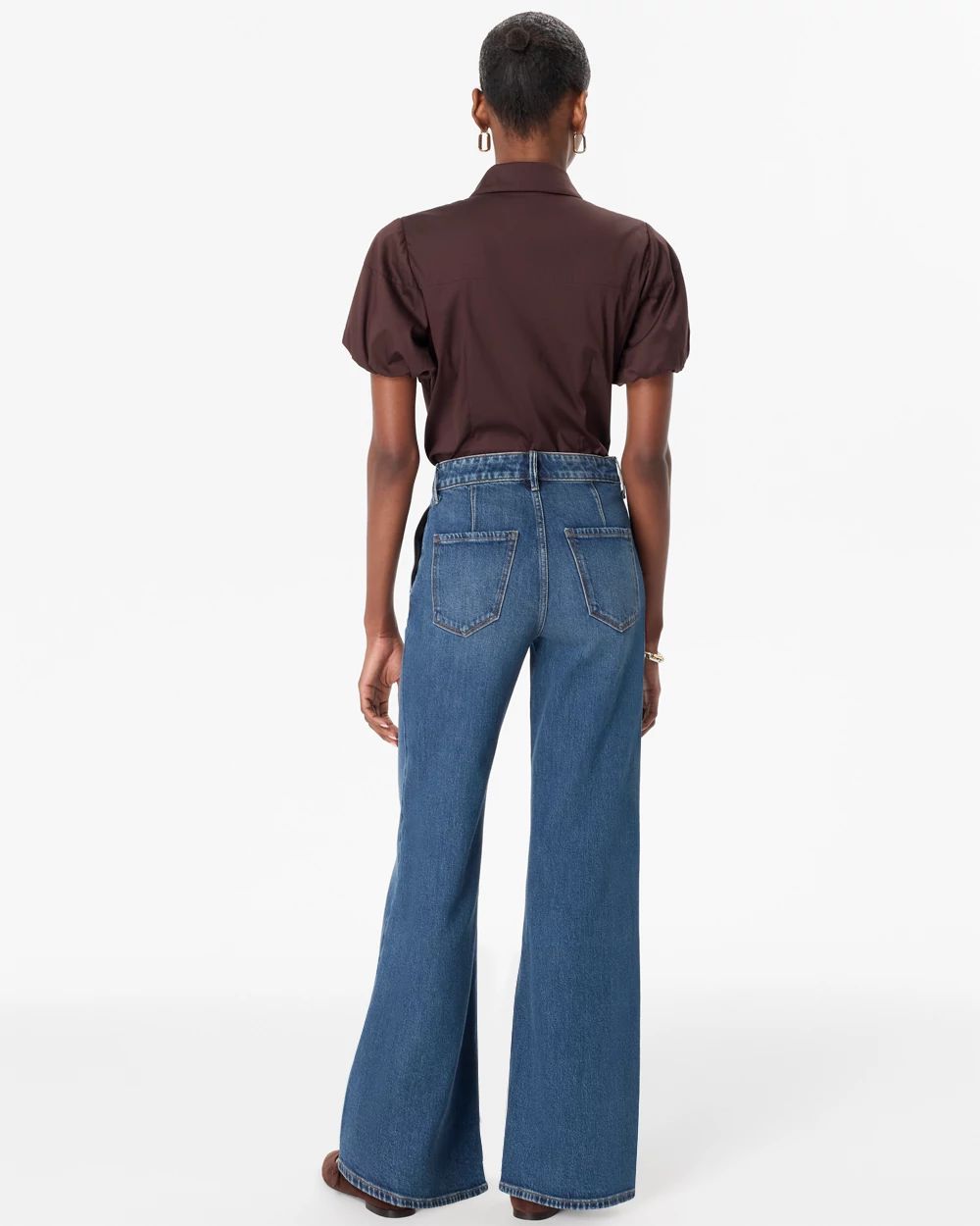 Embossed High-Rise Wide-Leg Jean click to view larger image.