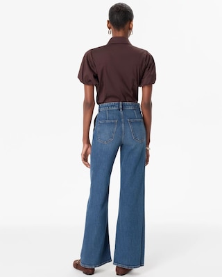 Embossed High-Rise Wide-Leg Jean click to view larger image.