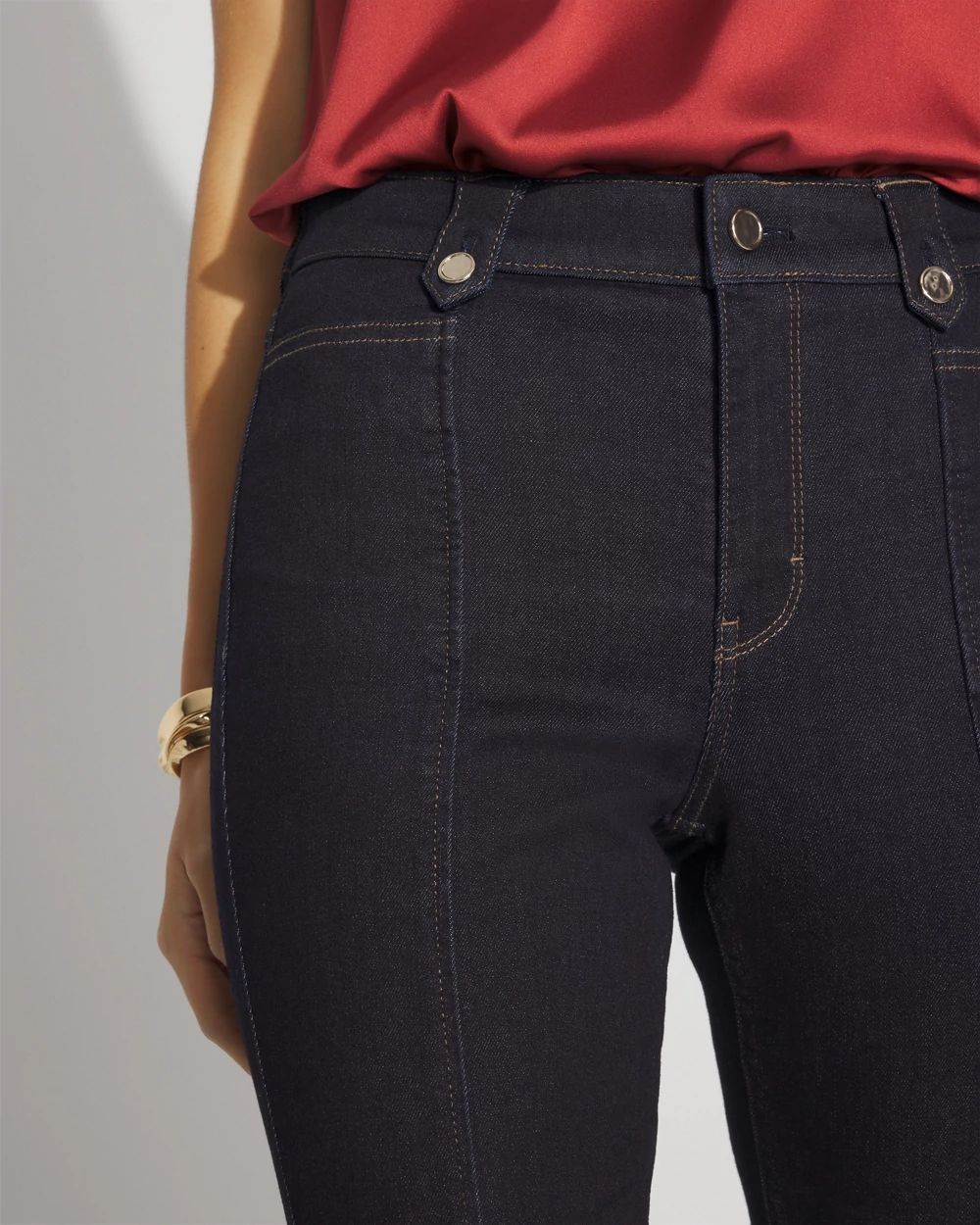 High-Rise Tab-Waist Bootcut Jean