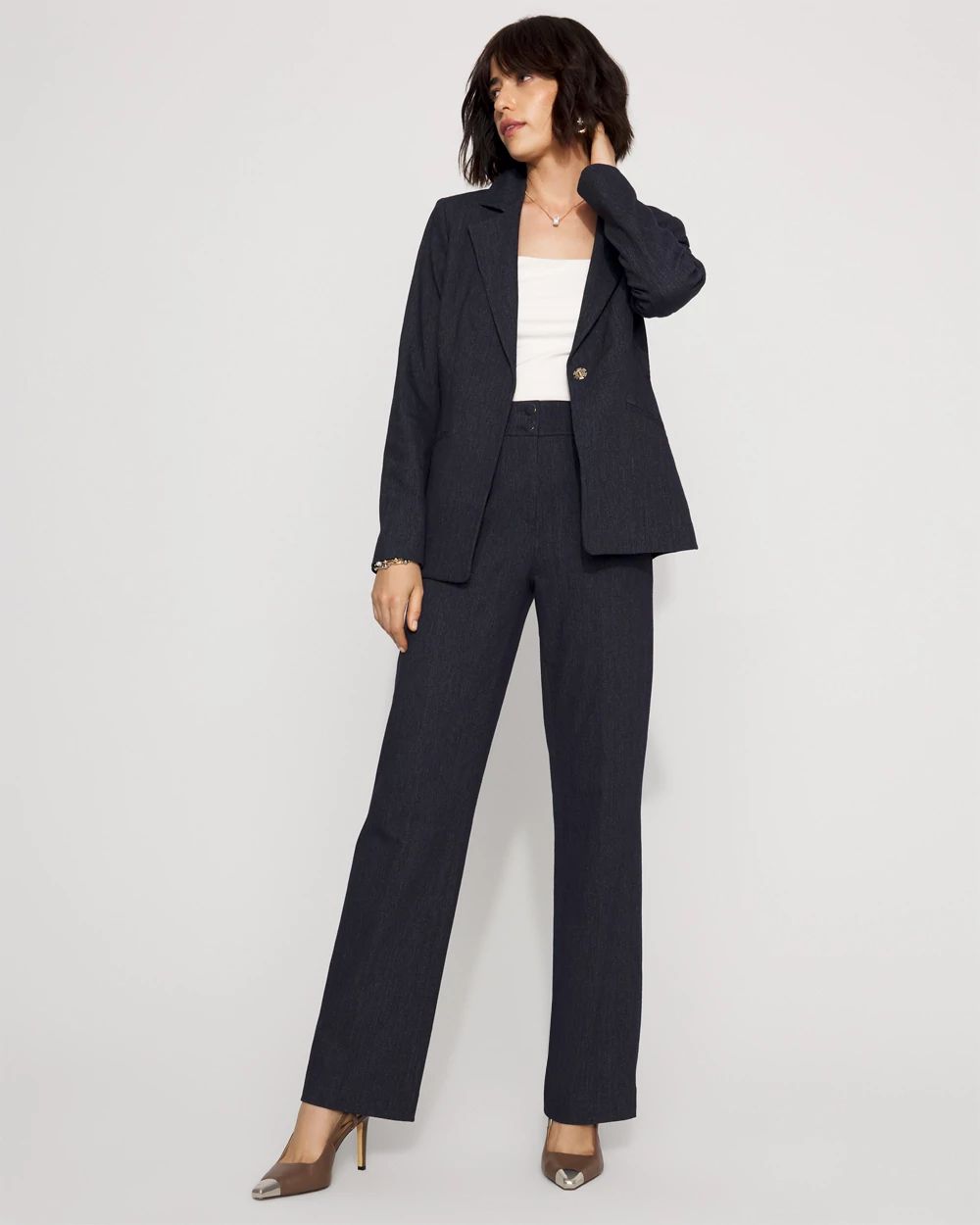 Denim-Look Blazer click to view larger image.