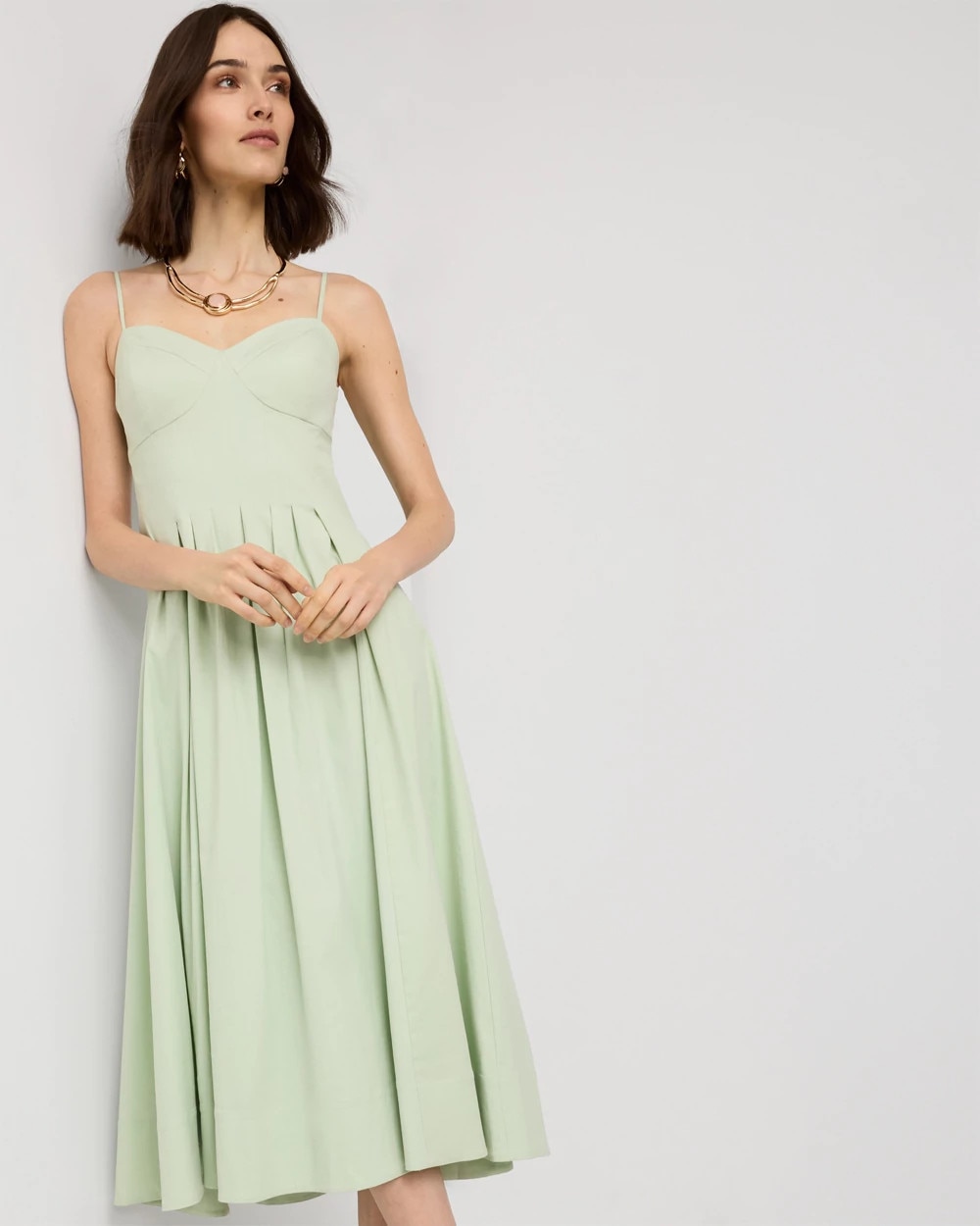 Corset Poplin Midi Dress