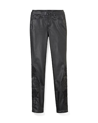 High-Rise Coated Denim & Lace Slim Jeans