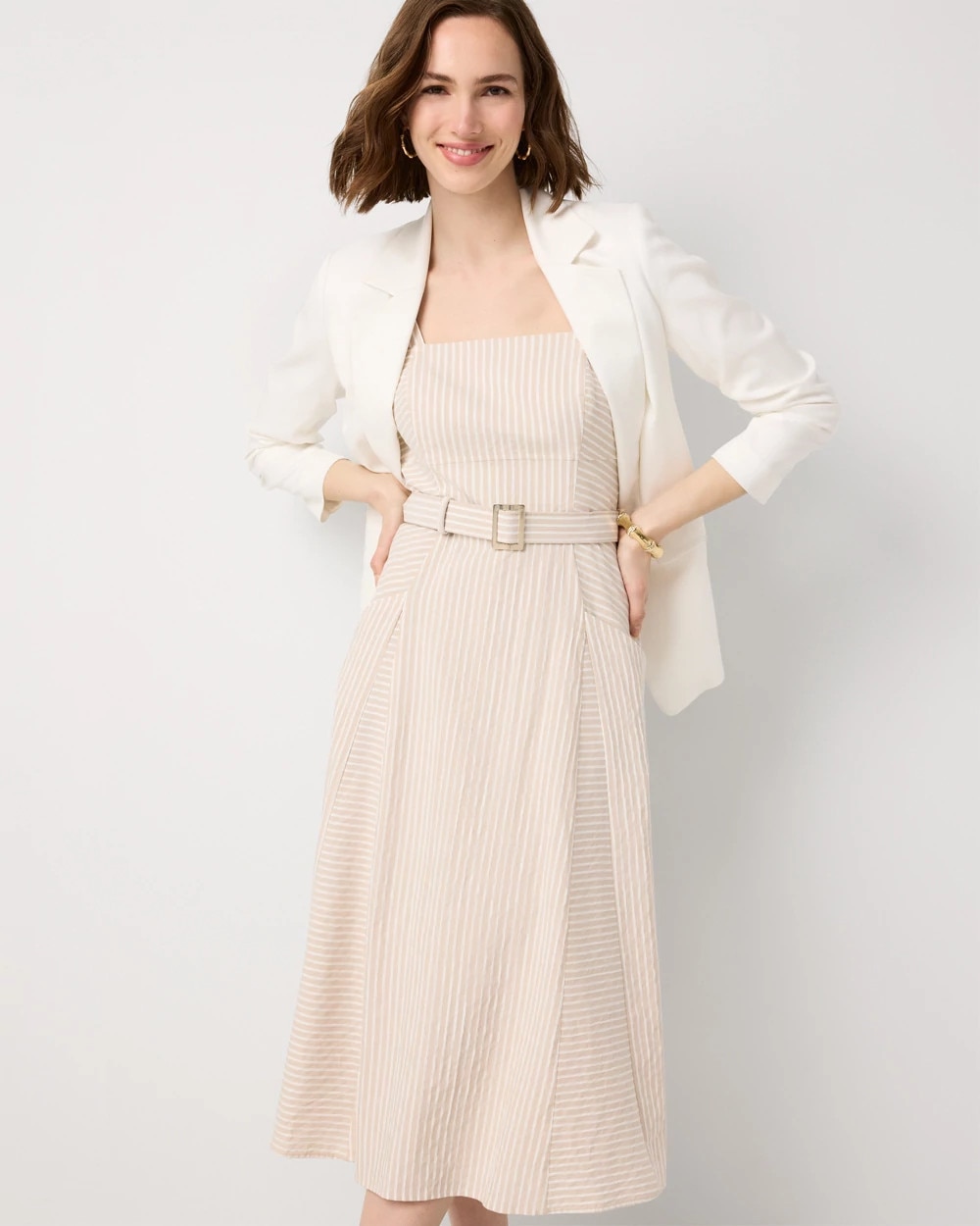 Striped Strapless Midi Dress - image 2